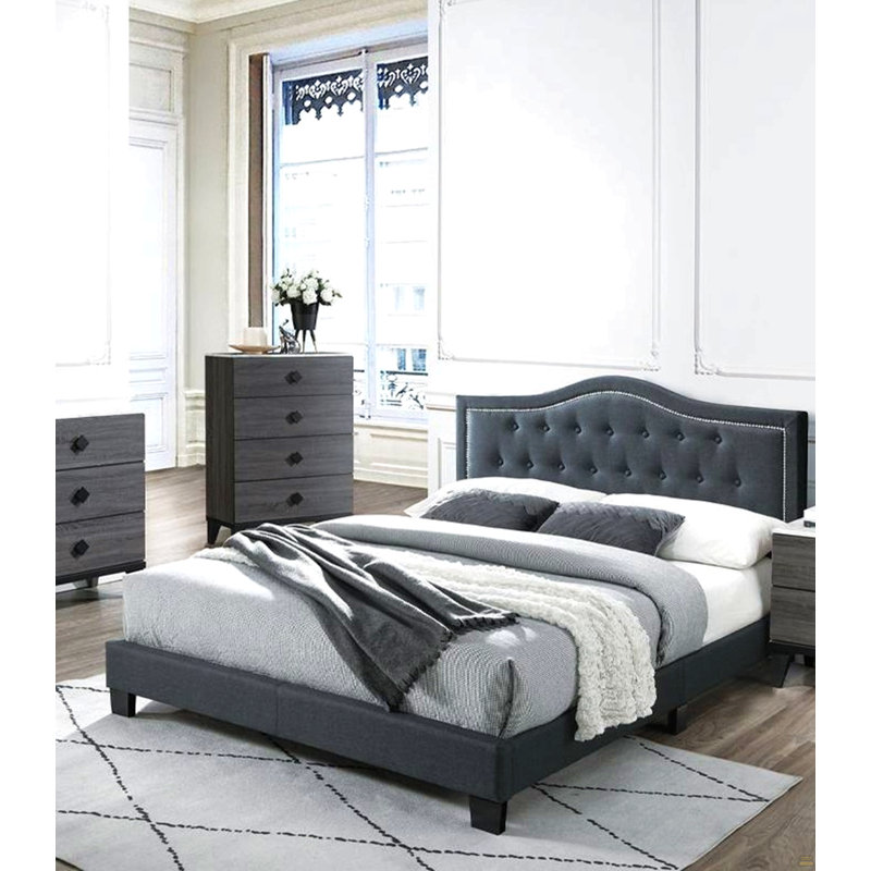 Tête de lit capitonnée 1Pc, Gris anthracite, Grand lit