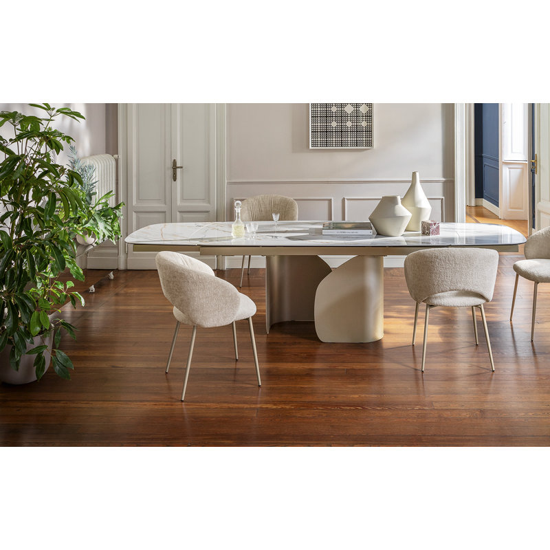 Twins Extendable Tables, White Travertino