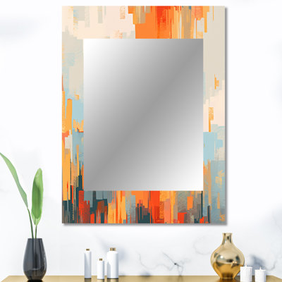 Orange beige cassé réalités - miroir cubique, miroir mural décoratif orange, impression d'art en métal