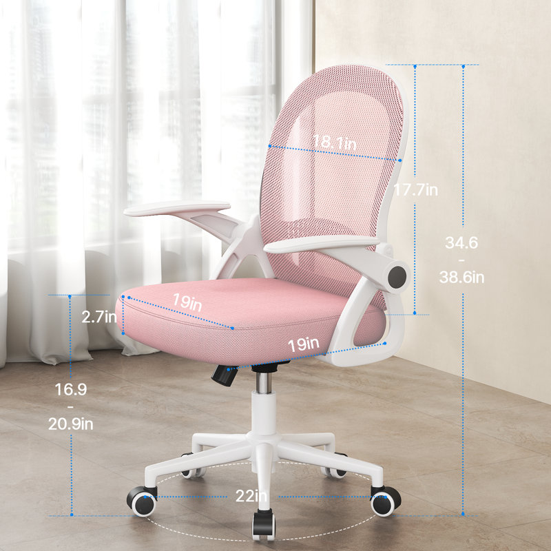 Desk Chair, White/Pink