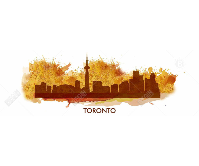 Toile éclaboussée Toronto | Art encadré, H 17,25 po x l 49,25 po, Brun