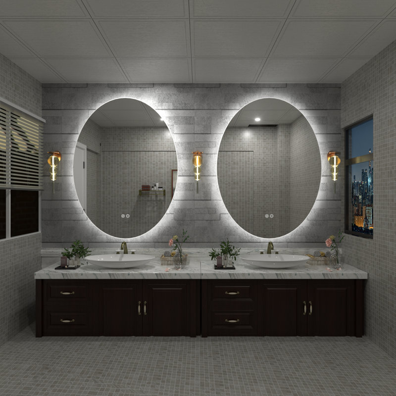 Aevar Simple & Modern Back Led Lighted Anti-fog Oval Bathroom/vanity Mirror, 36" x 28"