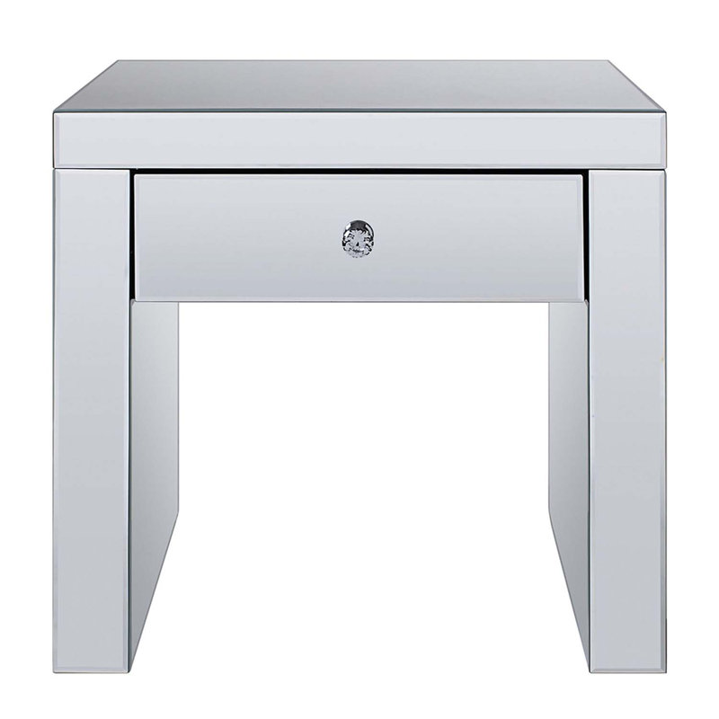 Table de bout Noralie, miroir et faux diamants