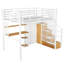 Lit mezzanine double en métal blanc avec garde-robe, bureau et tablettes de rangement pour économiser de l'espace-666877062