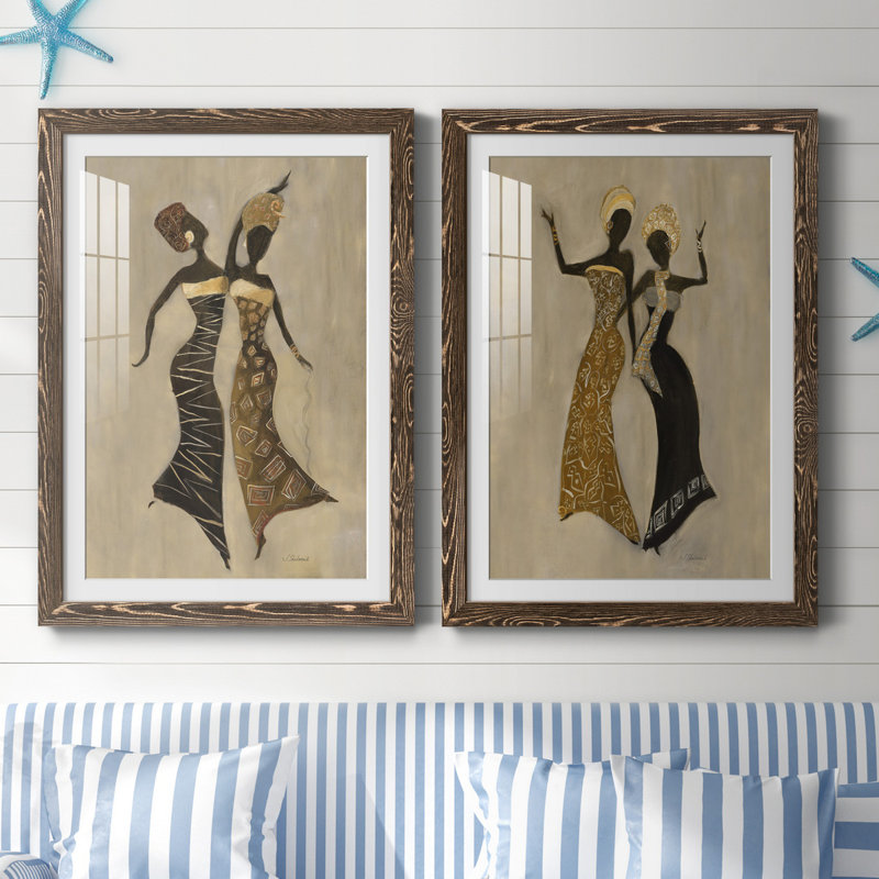 «Celebration I», ensemble de 2 reproductions d'art, H 31,5 po x l 47 po x P 1,5 po, Papier, cadre noyer, Blanc