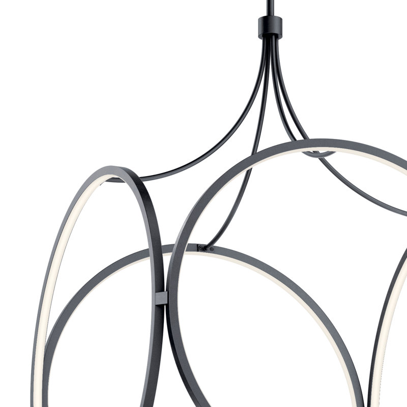 1 - Light LED Unique/Statement Pendant, Matte Black, 73" H x 24" W x 24" D