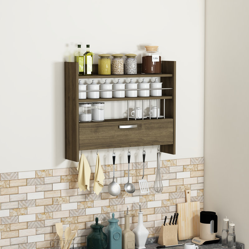 Wall Mounted Required Spice Rack, Brown