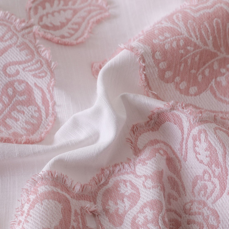 Ensemble d'édredon en coton jacquard 5 pièces, avec 2 taies décoratives et 2 taies décoratives européennes., Grand lit, Rose