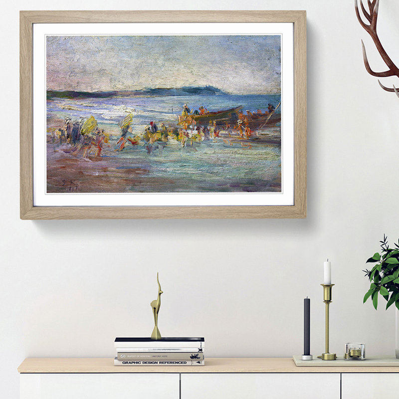 Fishing Boats by Kuroda Seiki - Picture Frame Painting Print, 27cm H x 36cm W x 2cm D, Oak Framed