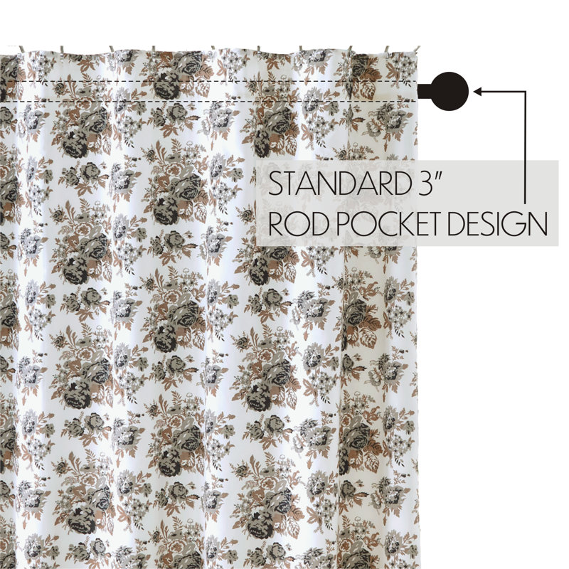 Annie Portabella Brown Floral Ruffled Farmhouse Shower Curtain 72x72