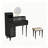 31.5"Simple black storage cabinet dressing table with mirror