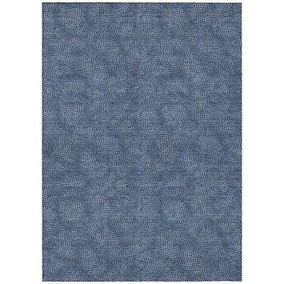 8' X 10' Navy Blue And Ivory Geometric Washable Indoor Outdoor Area Rug