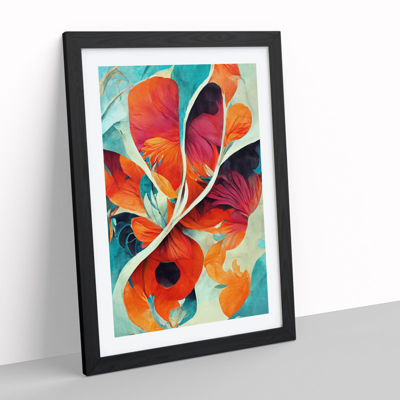 XV1022-504X Amazing Abstract Flowers No.1 - Print, Black Framed, 66cm H x 48cm W