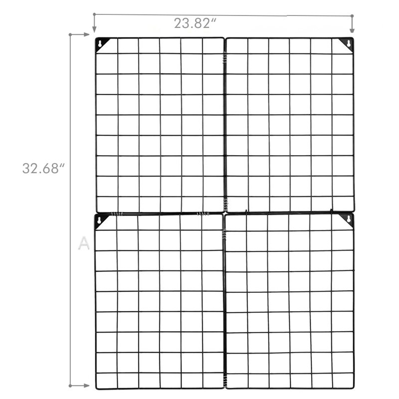Panneau quadrillé pour présentoir à photos suspendu, mur de bricolage en métal multifonctionnel noir