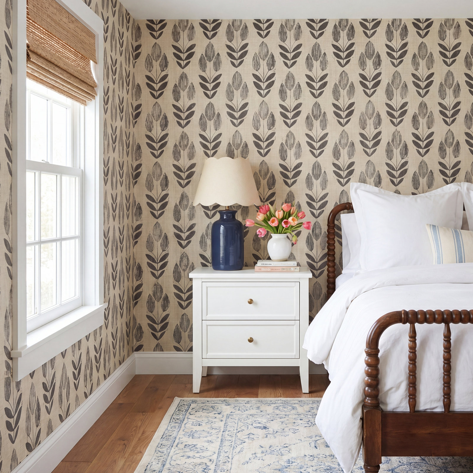 Reginald Floral Wallpaper, Black