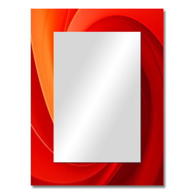 Red Perpetual Pulse Vortex III - Abstract Spirals Mirror, Red Decorative Wall Mirror, Printed Metal Art