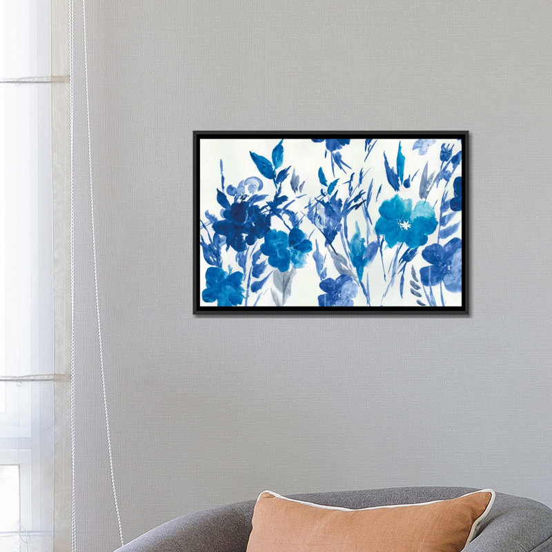 « blue pâturage », reproduction sur toile, H 40 po x l 60 po x P 1,5 po, Toile avec cadre noir, Pas de tapis
