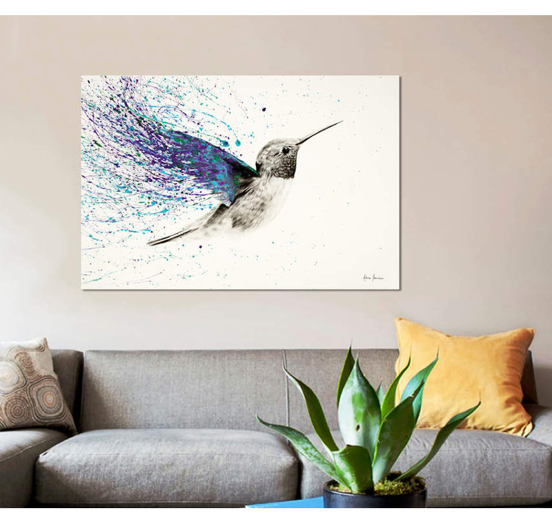 «Hummingbird Garden», impression sur toile, H 12 po x l 18 po x P 1,5 po, Toile tendue, Pas de tapis