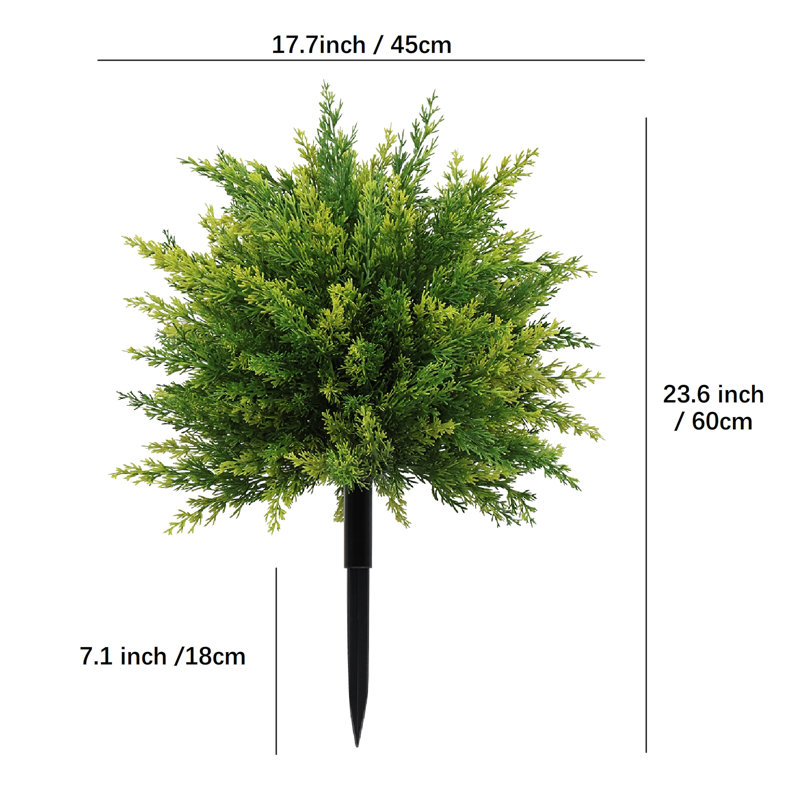 Arbres topiaires artificiels en cèdre de 60 cm avec piquet de sol, Light Green