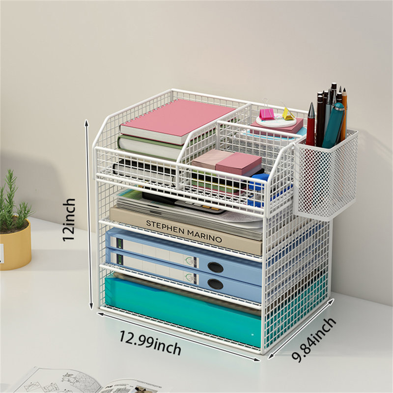 Razije Metal Desk Organizer, White