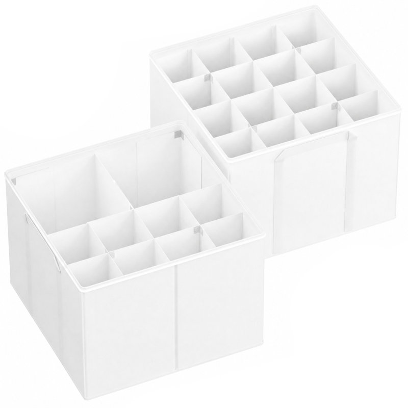Range-chaussures pour garde-robe - paquet de 2 bacs de rangement pliables pour chaussures avec séparateurs réglables, pour 16 à 32 paires