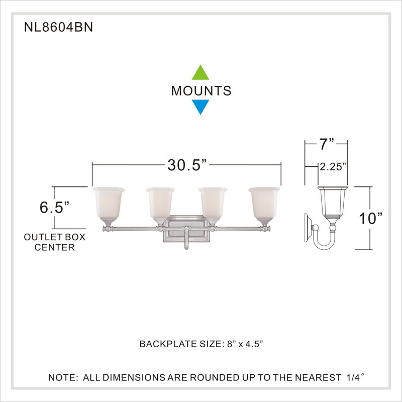 Bima 4 - Light Dimmable Vanity Light, Brushed Nickel, Opal Etched