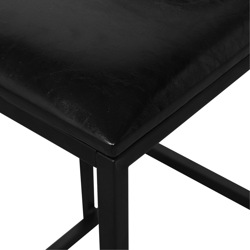 Tabouret de bar noir de 2: hauteur comptoir, rembourrage en cuir pu, repose-pieds, structure en métal stable pour les meubles-lavabos et appartements 2 tabourets de hauteur: rembourrés, robustes et fonctionnels