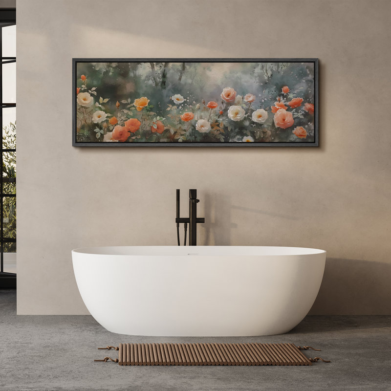 «Moody Green Forest», art mural fleurs roses, impression numérique sur toile, art numérique, H 20 po x l 60 po