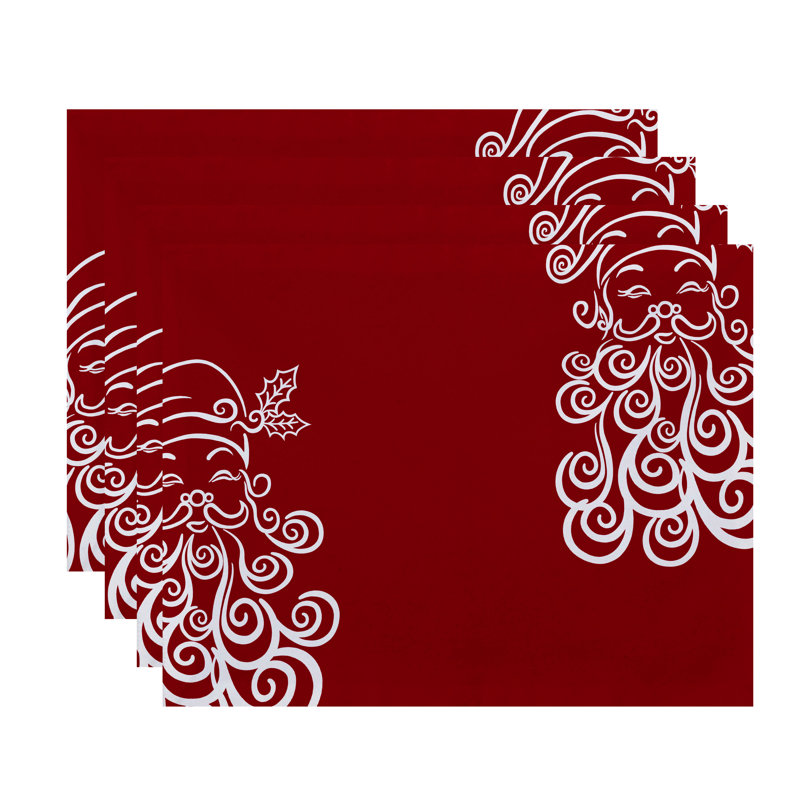 Ensemble de napperons 4 pièces Père Noël, Rouge