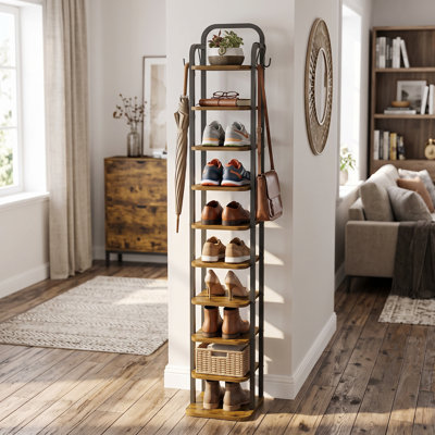 10 - Pair Solid Wood Shoe Rack