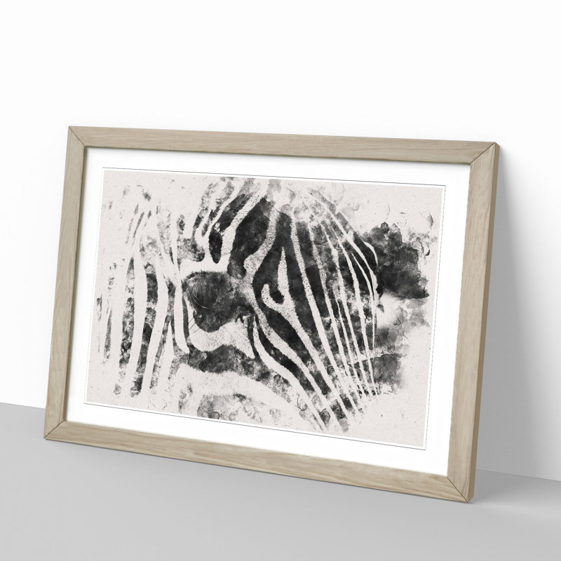 Zebra Vol.1 Watercolour - Picture Frame Graphic Art, 36cm H x 48cm W x 2cm D, Oak