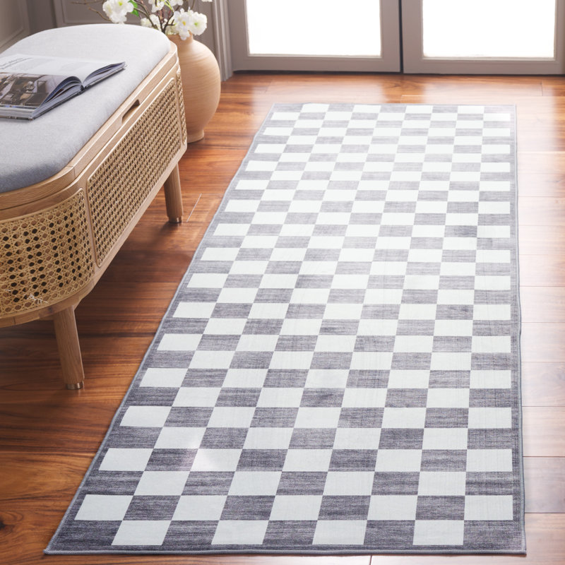 Josalina Clara Performance Machine Washable Checkered Rug, Runner 2'6" x 8'