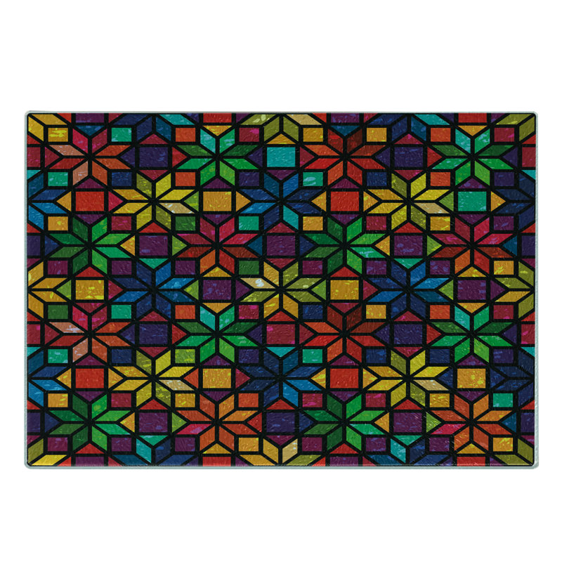 Ambesonne Geometric Tempered Glass Cutting Board Window Glass Pattern Multicolor