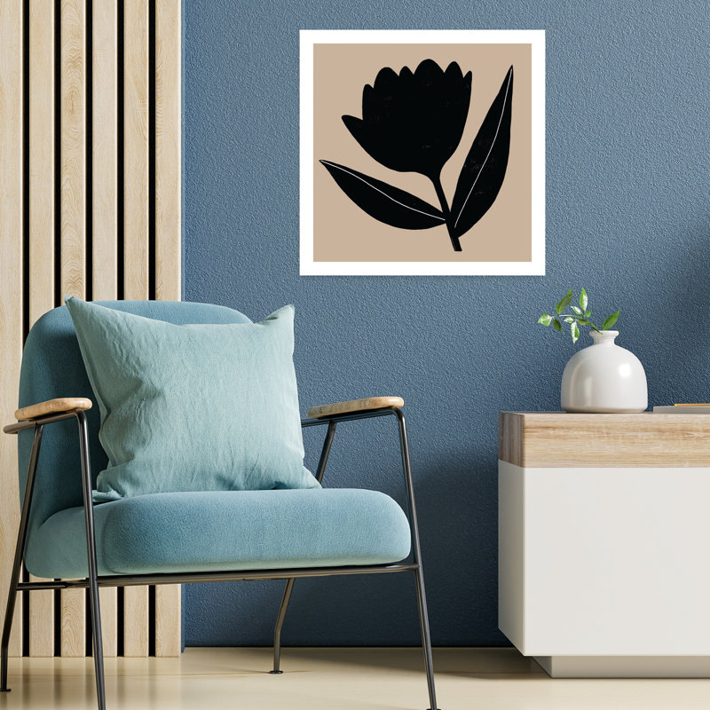 Contemporary Modern Mod Mix 3 avec art floral abstrait, H 18 po x l 18 po