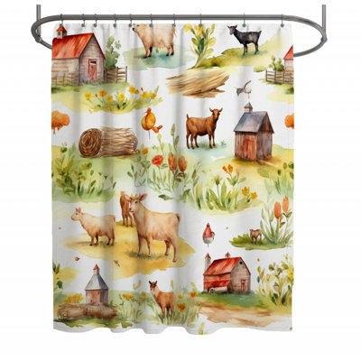 Rideau de douche Farmhouse - décor de salle de bain animal
