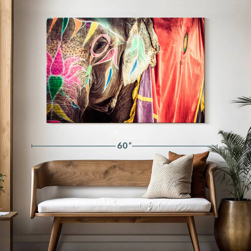 Holi Painted Elephant, 34" H x 51" W