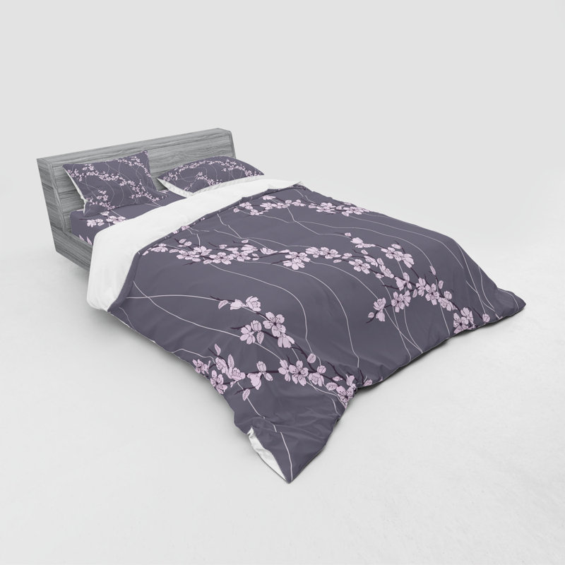 Ensemble de housse de couette éclectique floral mauve foncé / rose clair Floral