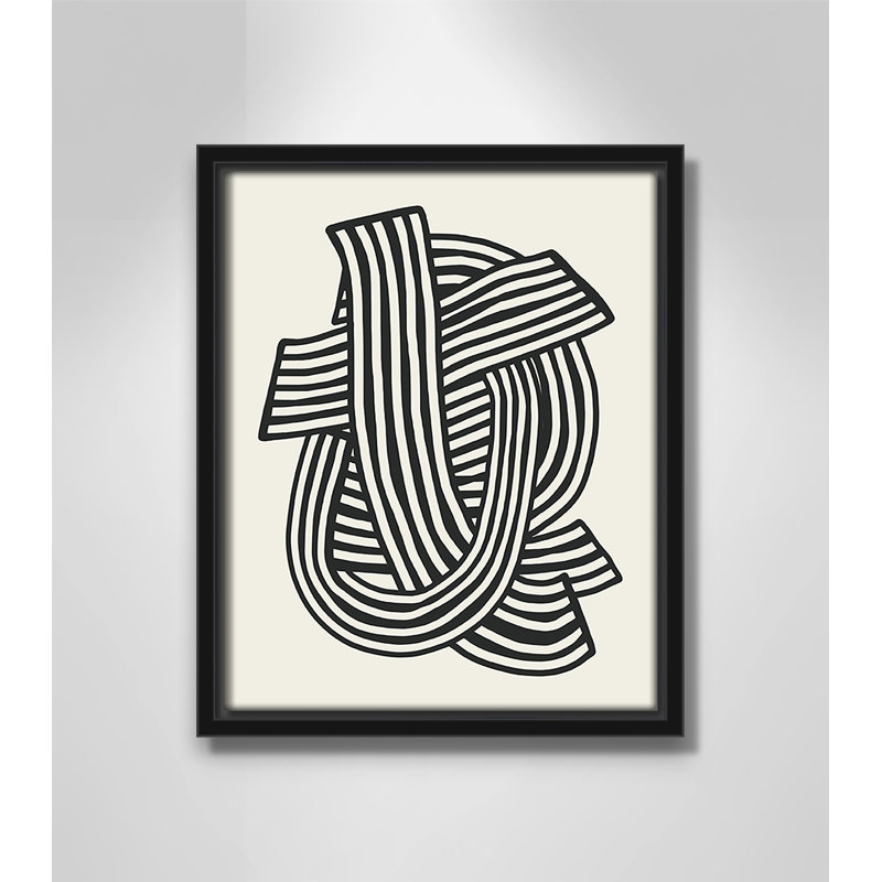 Rayures abstraites à imprimé noir par Dean, Toile avec cadre, 9.5'' W x 11.5'' H, Black Floater