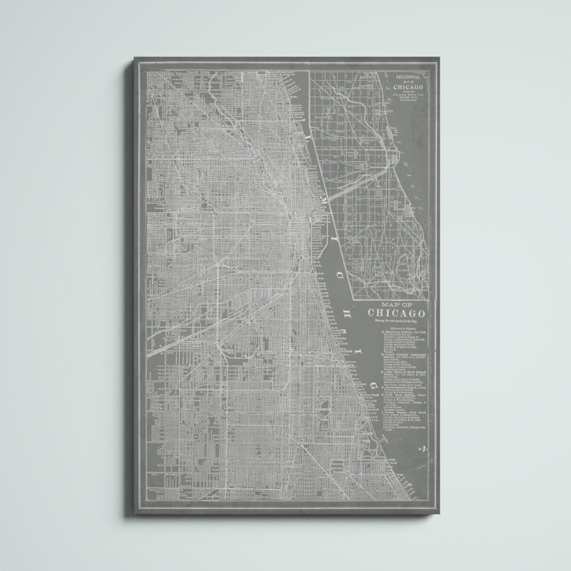 «City Map of Chicago», peinture sur toile, H 48 po x l 32 po