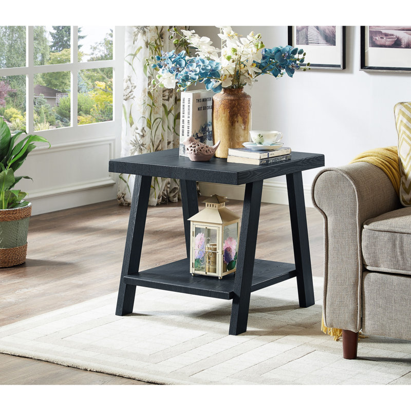 Tablette en bois noir - style contemporain avec plateau de table en placage dur robuste et rangement pratique