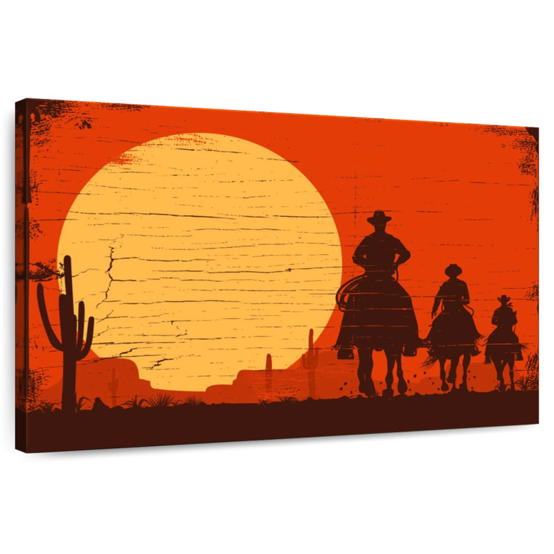 Lelar Cowboys Riding In The Desert, 34" H x 51" W