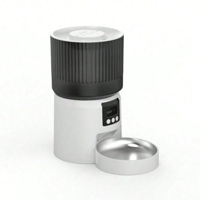 Mangeoire automatique pour chats, mangeoire automatique pour chats et petits chiens, distributeur d'aliments 4L avec double alimentation, taille de portion programmable, blanc