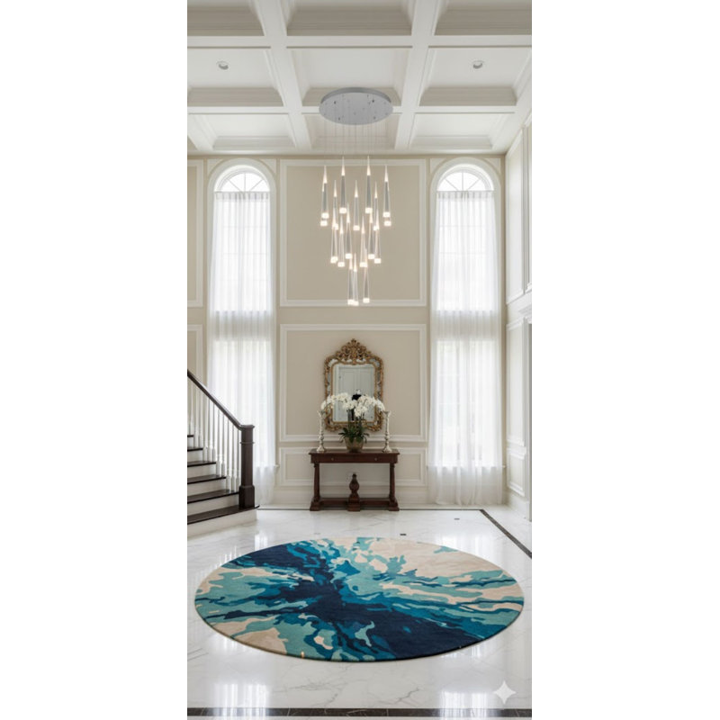 Lustre rond 18 lumières DEL argent sable 