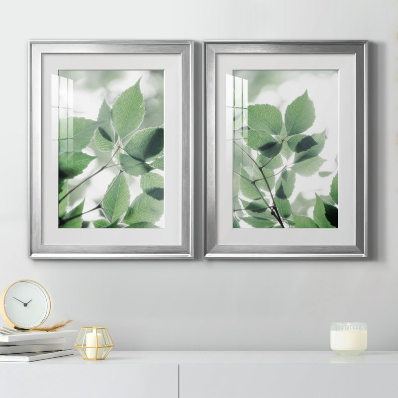" Irene Weisz " 2 - Pieces, 24" H x 18" W x 1" D, White, Silver Framed Paper