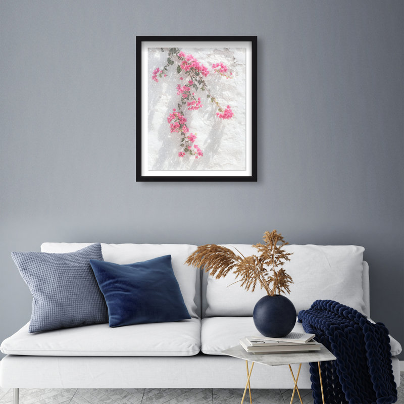 Santorini Blush Print by Oliver Gal, 21.5"H x 25.5"W, Black Shadowbox