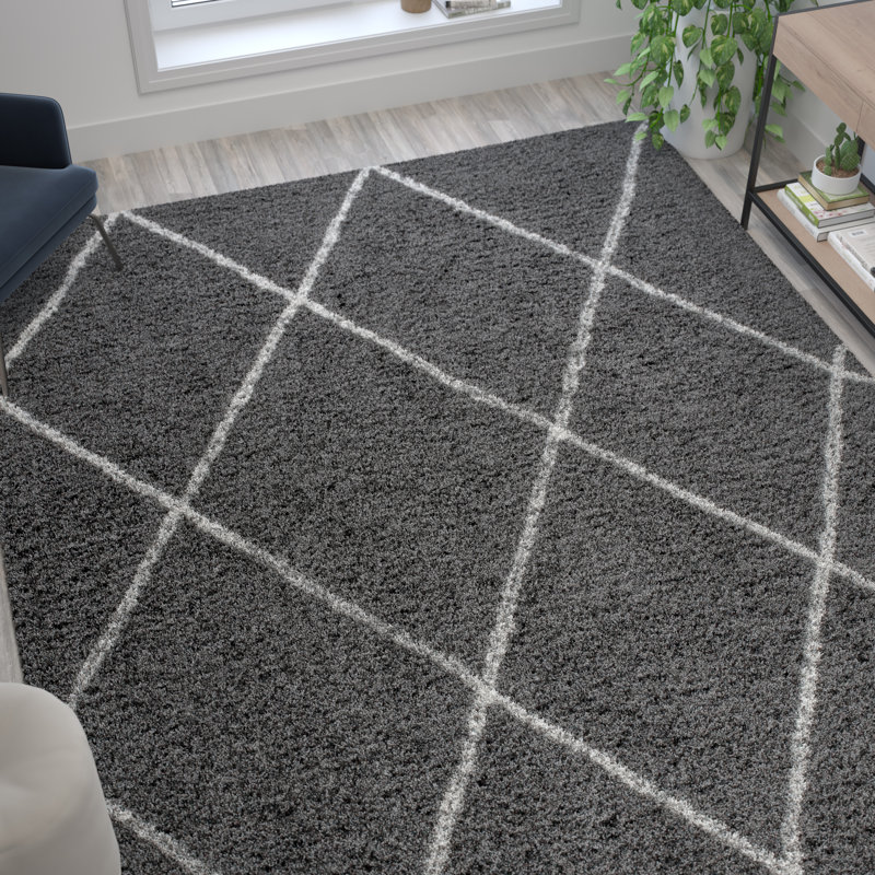 Tapis à poils longs Brittain Diamond, Rectangle 8 pi x 10 pi