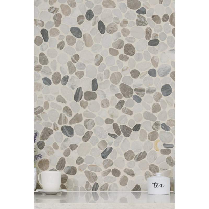 Marvella Pebble 12 in. x 12 in. Natural stone Mosaic Floor and Wall Tile, Gravelle