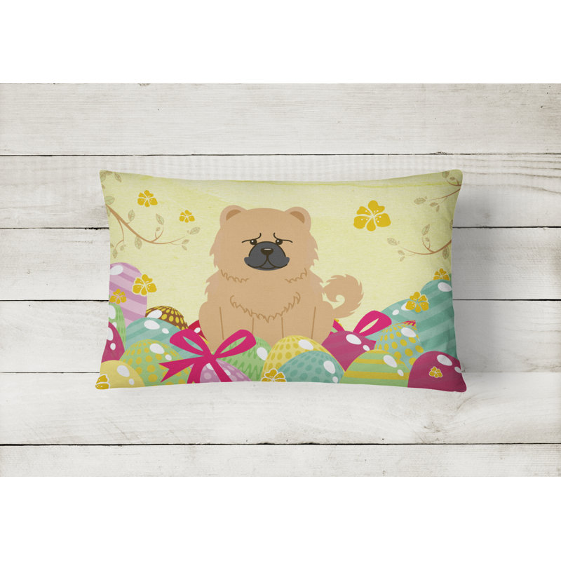 Easter Eggs Outdoor Throw Pillow, Cream