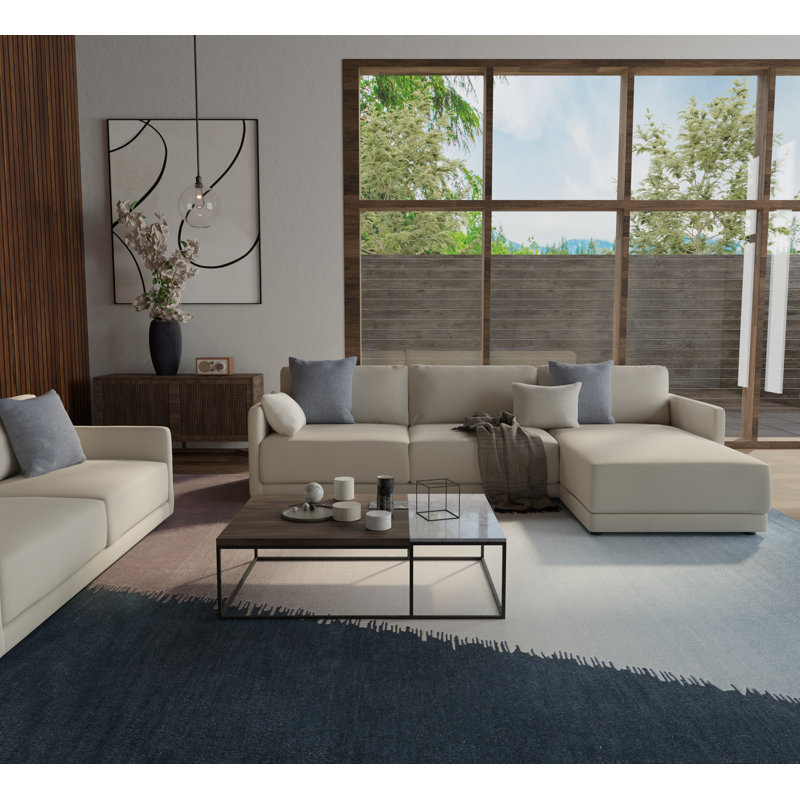 Katya Hand Tufted Wool Geometric Area Rug in Green/Brown/Ivory/Blue, Rectangle 8' x 10'