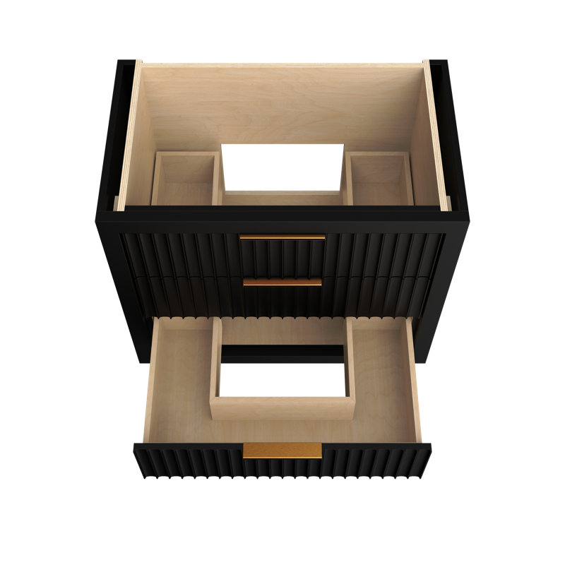 Lecrieú Three-Drawer Single Bath Vanity, Noir, Rose Gold, 36"